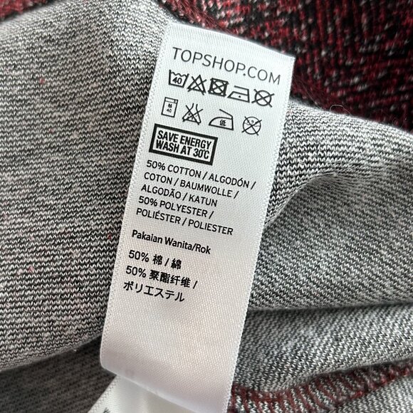 Topshop Red Herringbone Mini Skirt ASO Anastasia Steele - Picture 8 of 10